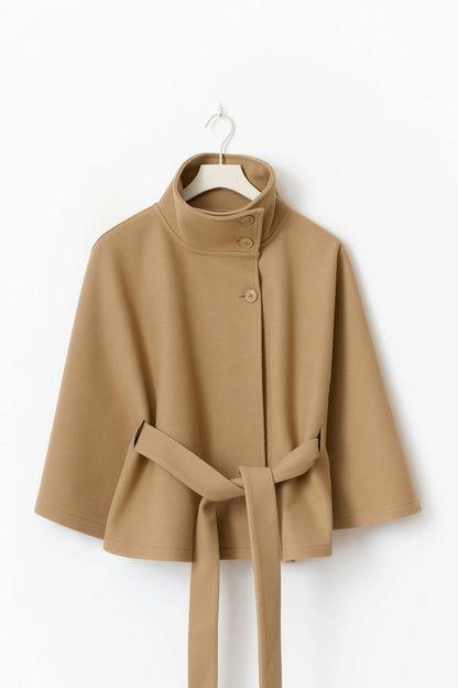 LeRoxy | Dames Capejas | Hoge Kraag, Ceintuur & Elegante Cape-mouwen