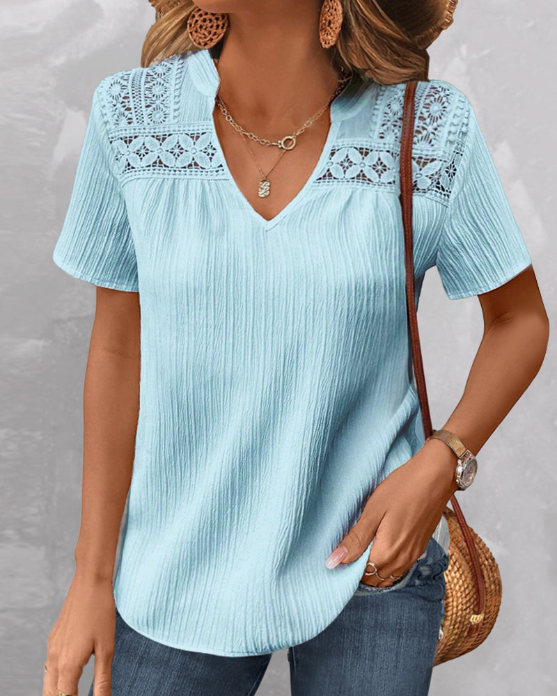 LeRoxy | Effen T-shirt met V-hals voor de Lente en Zomer | Stijlvol en Comfortabel