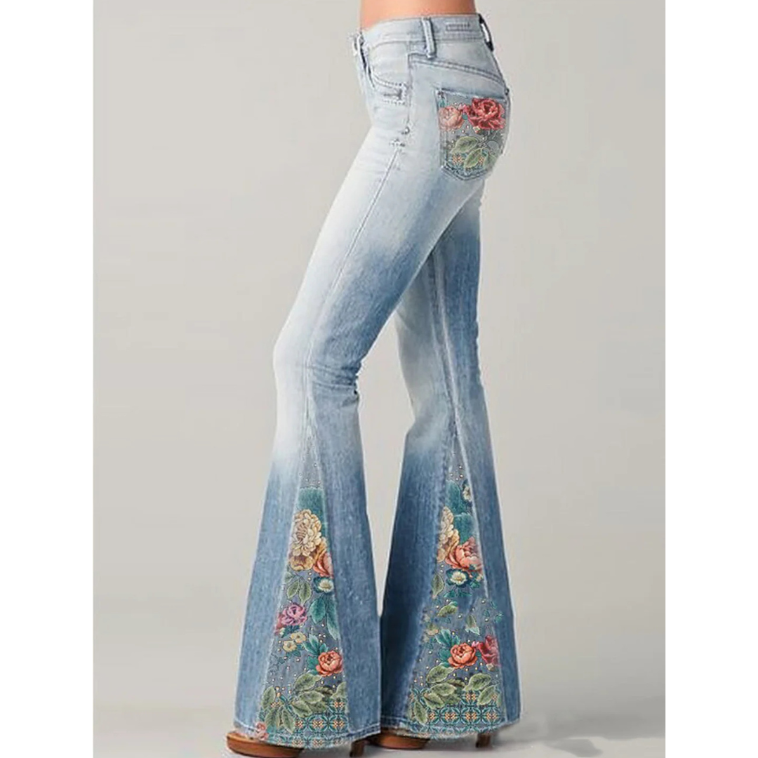 LeRoxy | Dames Flared Jeans | Bloemenprint, Comfortabel & Stijlvol