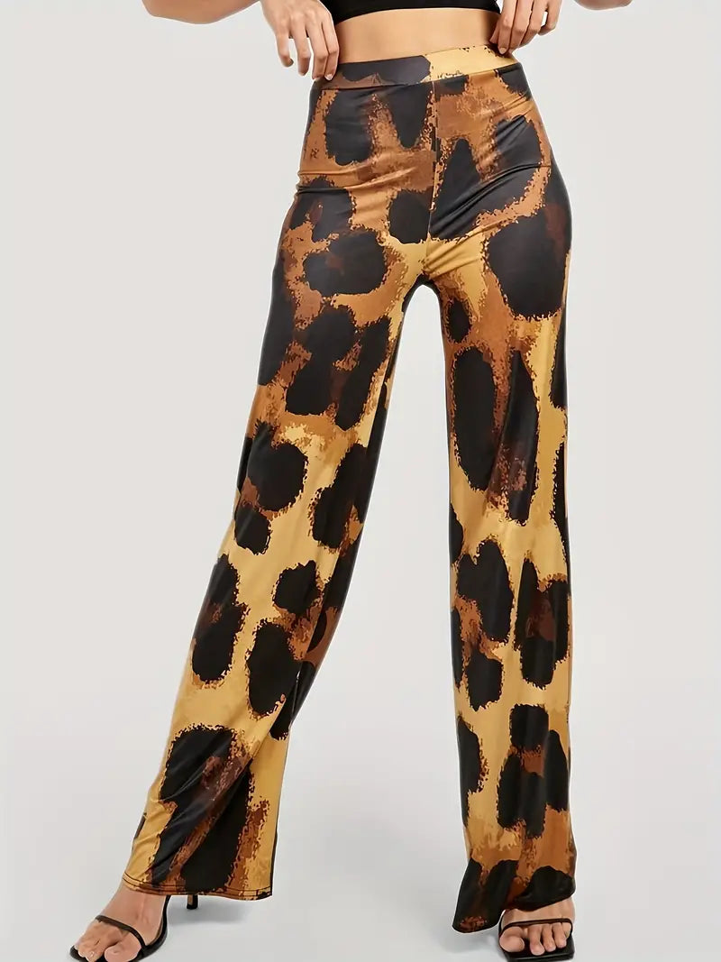 LeRoxy Broek met Hoge Taille en Luipaardprint - Trendy Mode voor Dames