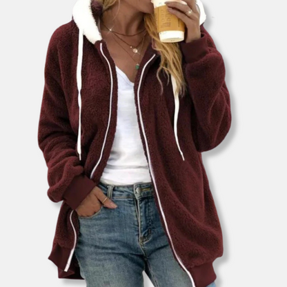 LeRoxy | Dames Hoodie Jas van Pluche Sherpa | Comfortabele Losse Pasvorm & Lange Mouwen