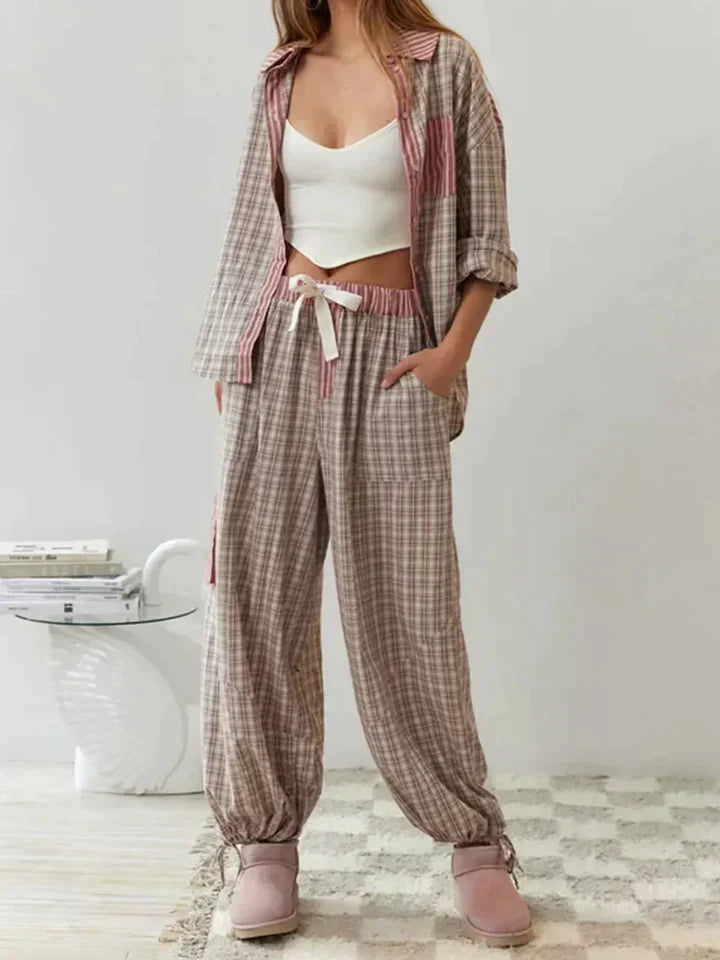 LeRoxy | Geruite Pyjama Set | Comfortabele Nachtkleding voor Dames