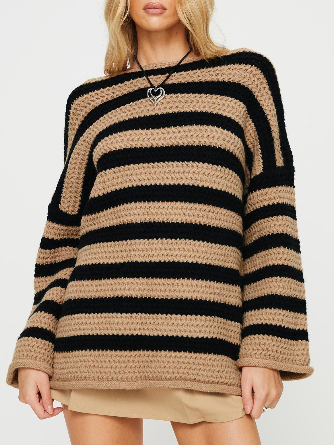 LeRoxy | Damestrui van Wol | Zachte Oversized Trui met Felle Strepen