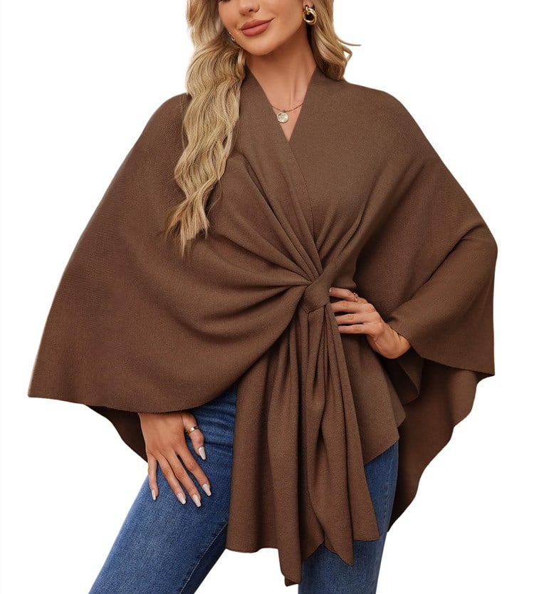 LeRoxy | Dames Poncho met Open Voorzijde en Zachte Sjaal | Comfortabele Elegante Trui