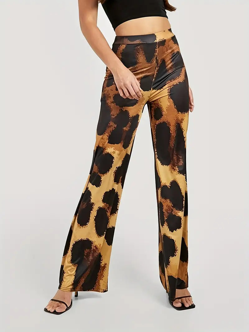 LeRoxy Broek met Hoge Taille en Luipaardprint - Trendy Mode voor Dames