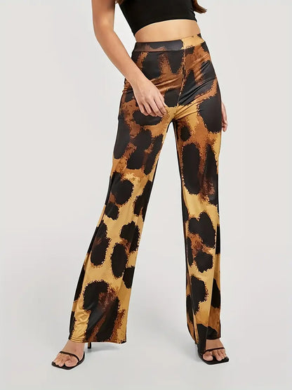 LeRoxy Broek met Hoge Taille en Luipaardprint - Trendy Mode voor Dames