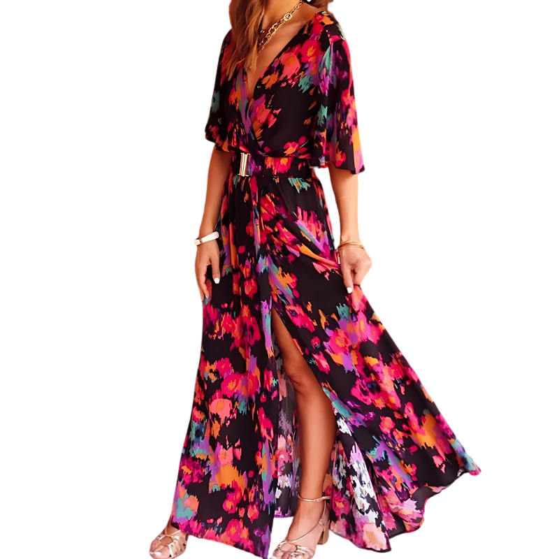 LeRoxy | Zomerse Overslag Maxi Jurk | Lichtgewicht & Comfortabel voor Zomer