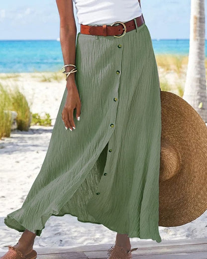 LeRoxy | Vloeiende Maxi Rok voor Vrouwen | Veelzijdige Knopenrok voor Comfort en Stijl