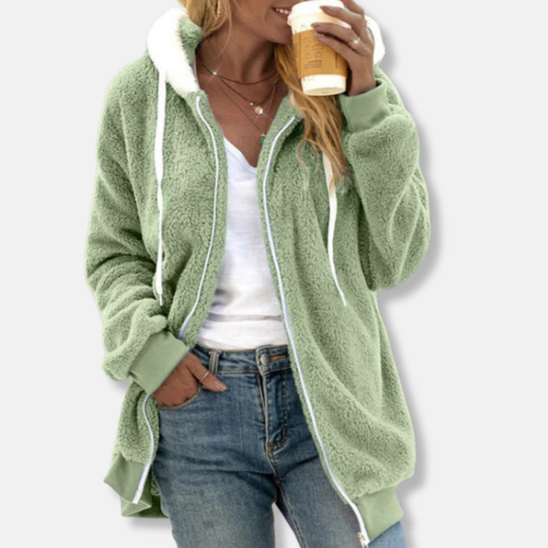 LeRoxy | Dames Hoodie Jas van Pluche Sherpa | Comfortabele Losse Pasvorm & Lange Mouwen