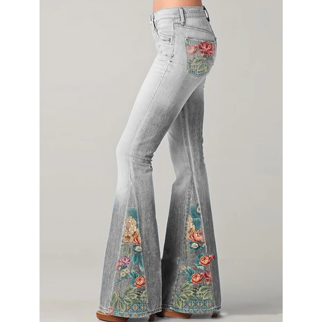 LeRoxy | Dames Flared Jeans | Bloemenprint, Comfortabel & Stijlvol