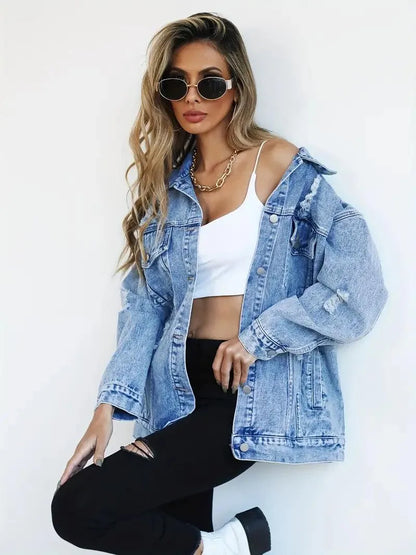 LeRoxy | Oversized Dames Jeansjack | Waterdicht, Gevoerd & Comfortabel