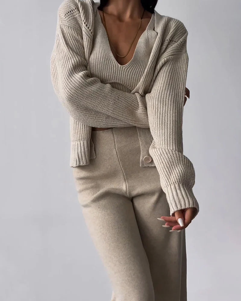 LeRoxy | Elegante Driedelige Set met V-hals | Stijlvol & Comfortabel
