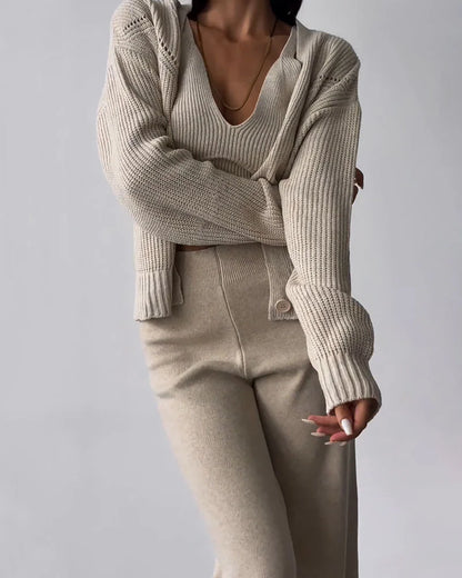 LeRoxy | Elegante Driedelige Set met V-hals | Stijlvol & Comfortabel