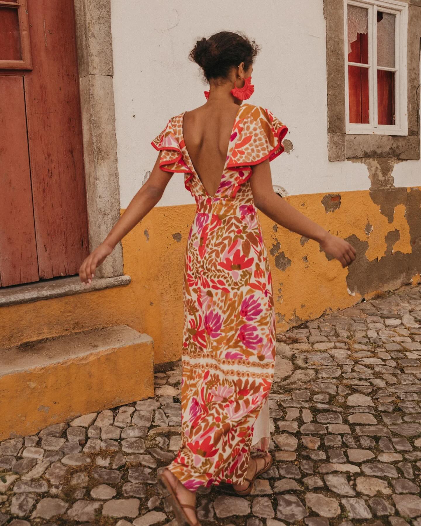 LeRoxy | Maxi Jurk met Bloemenprint en Volantmouwen voor Dames