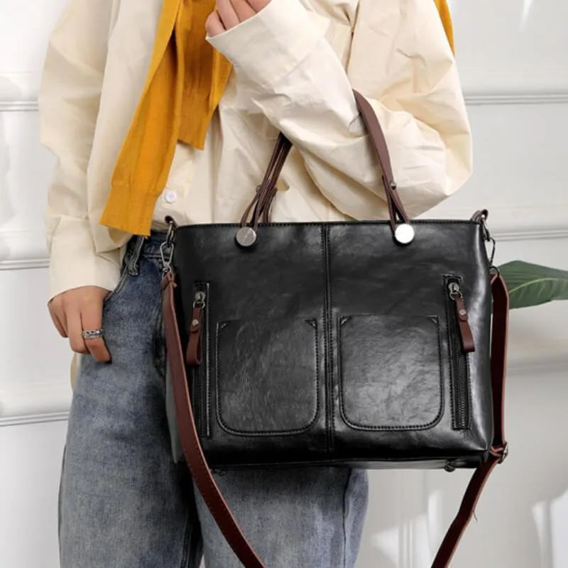 LeRoxy |  Dames Schoudertas | Vintage Leren Handtas van Echt Leer