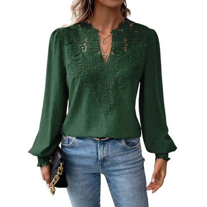 LeRoxy | Damesblouse Lange Mouwen V-Hals met Kantdetails