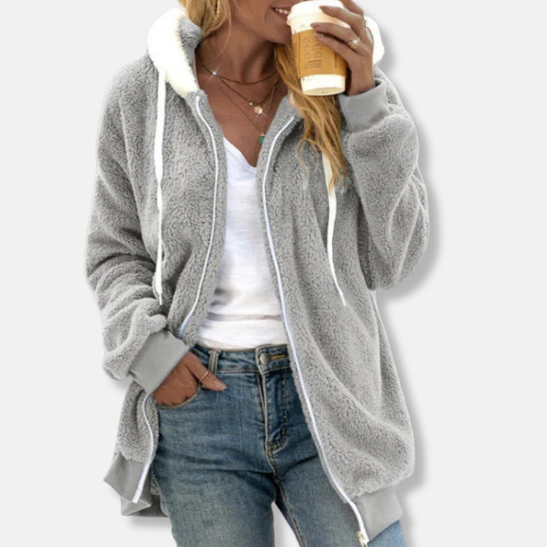 LeRoxy | Dames Hoodie Jas van Pluche Sherpa | Comfortabele Losse Pasvorm & Lange Mouwen