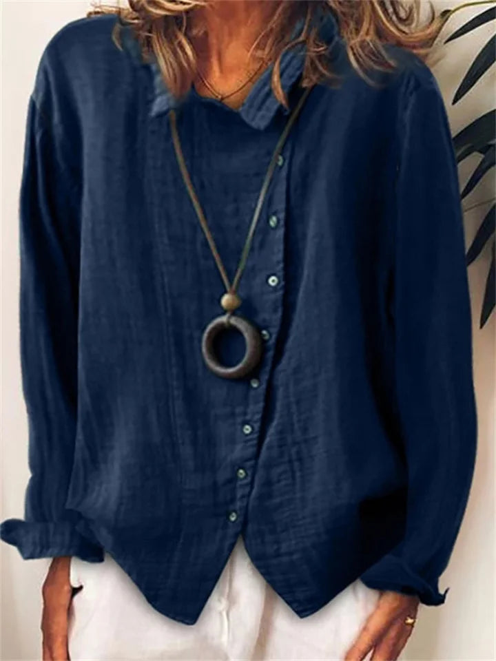 LeRoxy | Asymmetrische Blouse Dames | Elegante Knoopsluiting