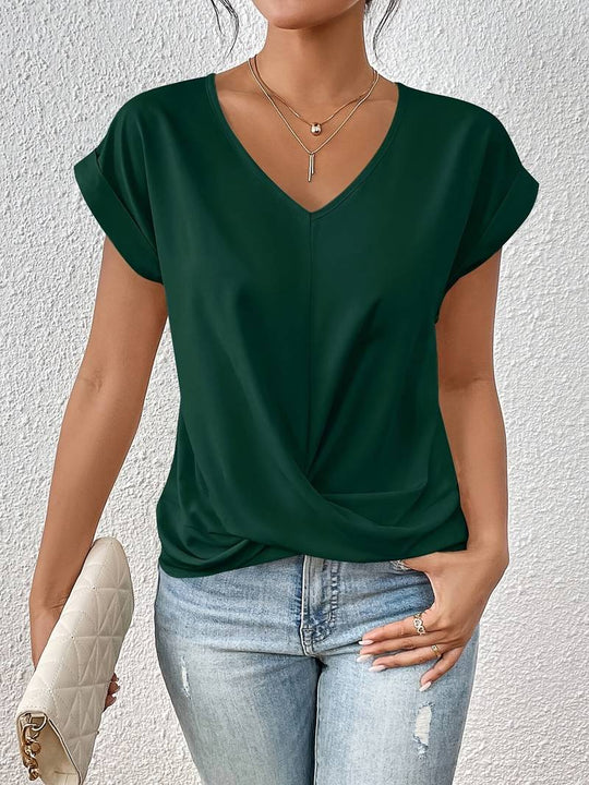 LeRoxy | Damesbloes | Casual Korte Mouw V-Hals Top | Licht & Comfortabel