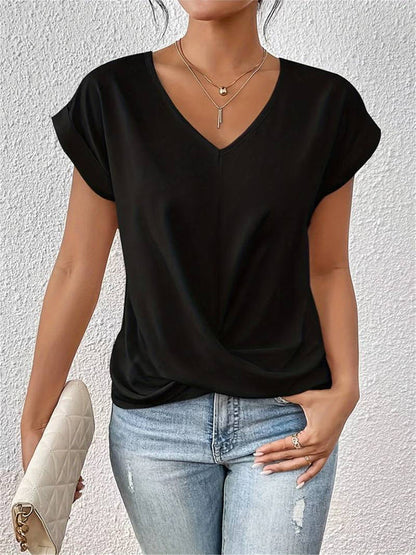 LeRoxy | Damesbloes | Casual Korte Mouw V-Hals Top | Licht & Comfortabel
