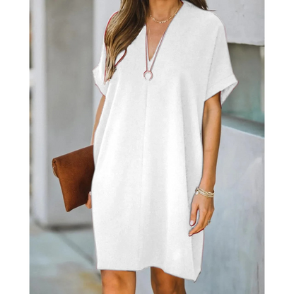 LeRoxy | Zwarte V-Hals Strandjurk | Elegante & Comfortabele Zomerjurk