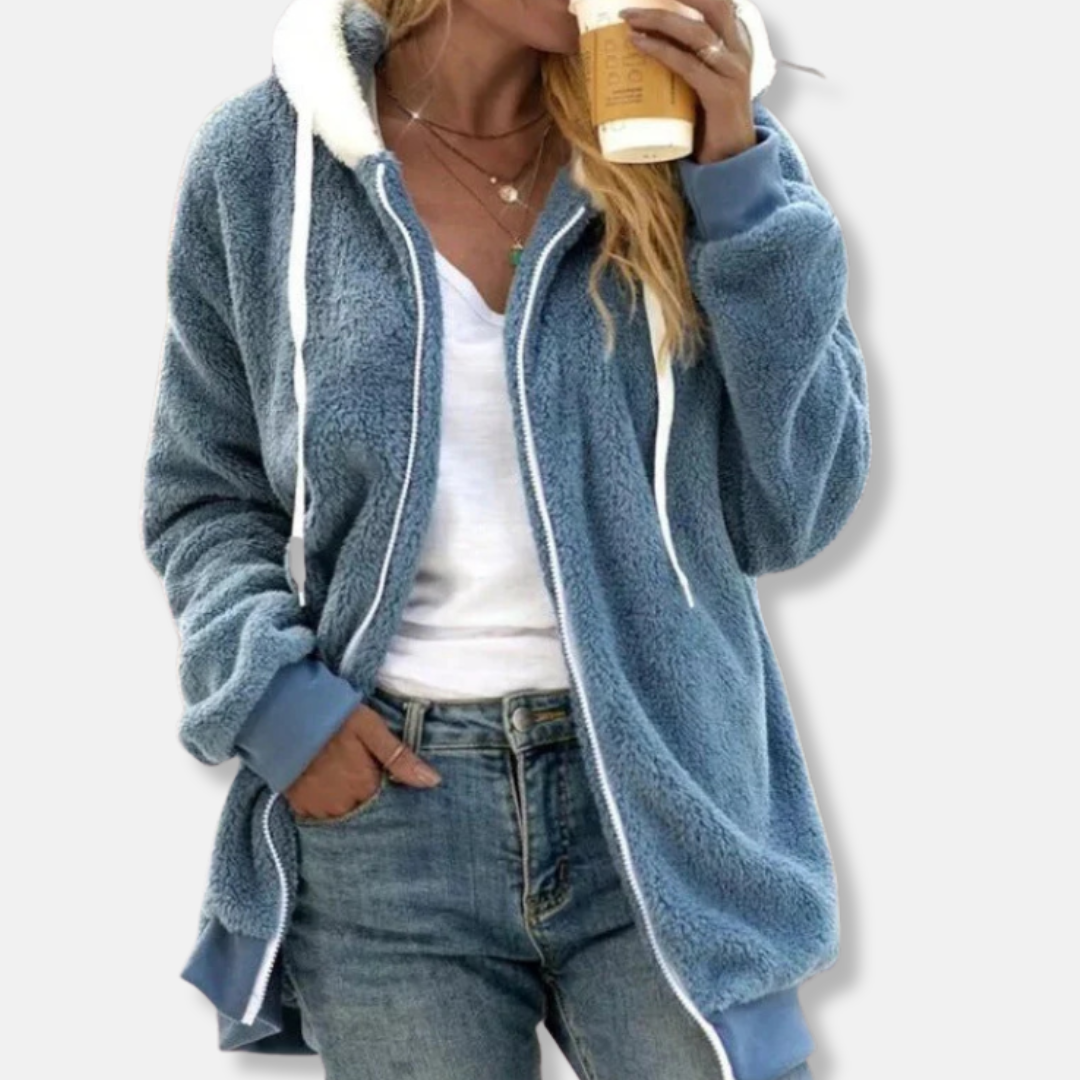 LeRoxy | Dames Hoodie Jas van Pluche Sherpa | Comfortabele Losse Pasvorm & Lange Mouwen