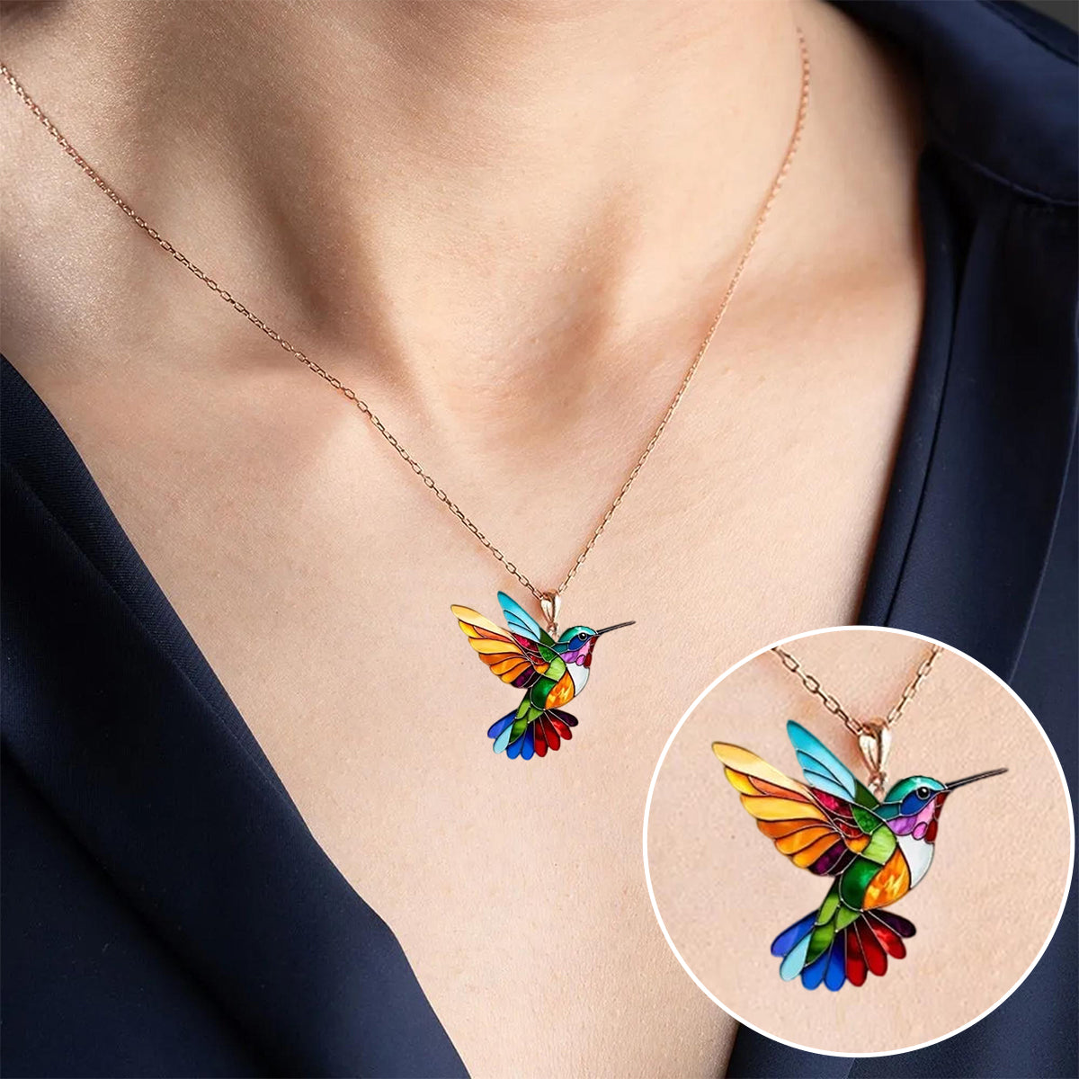 LeRoxy | Kolibrie Ketting met Kleurrijk Design | Stijlvol Sieraad geïnspireerd door de natuur