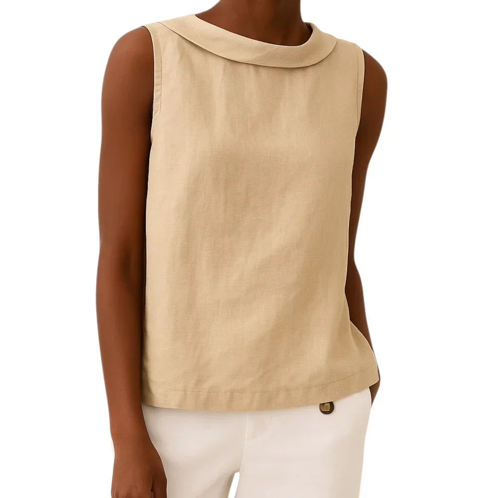 LeRoxy | Dames Mouwloze Top met Verfijnde Achterkraag | Zomer Blouse