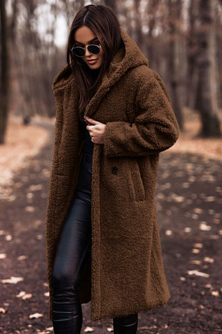 LeRoxy | Dames Lange Teddy Jas met Capuchon | Warme Winterjas