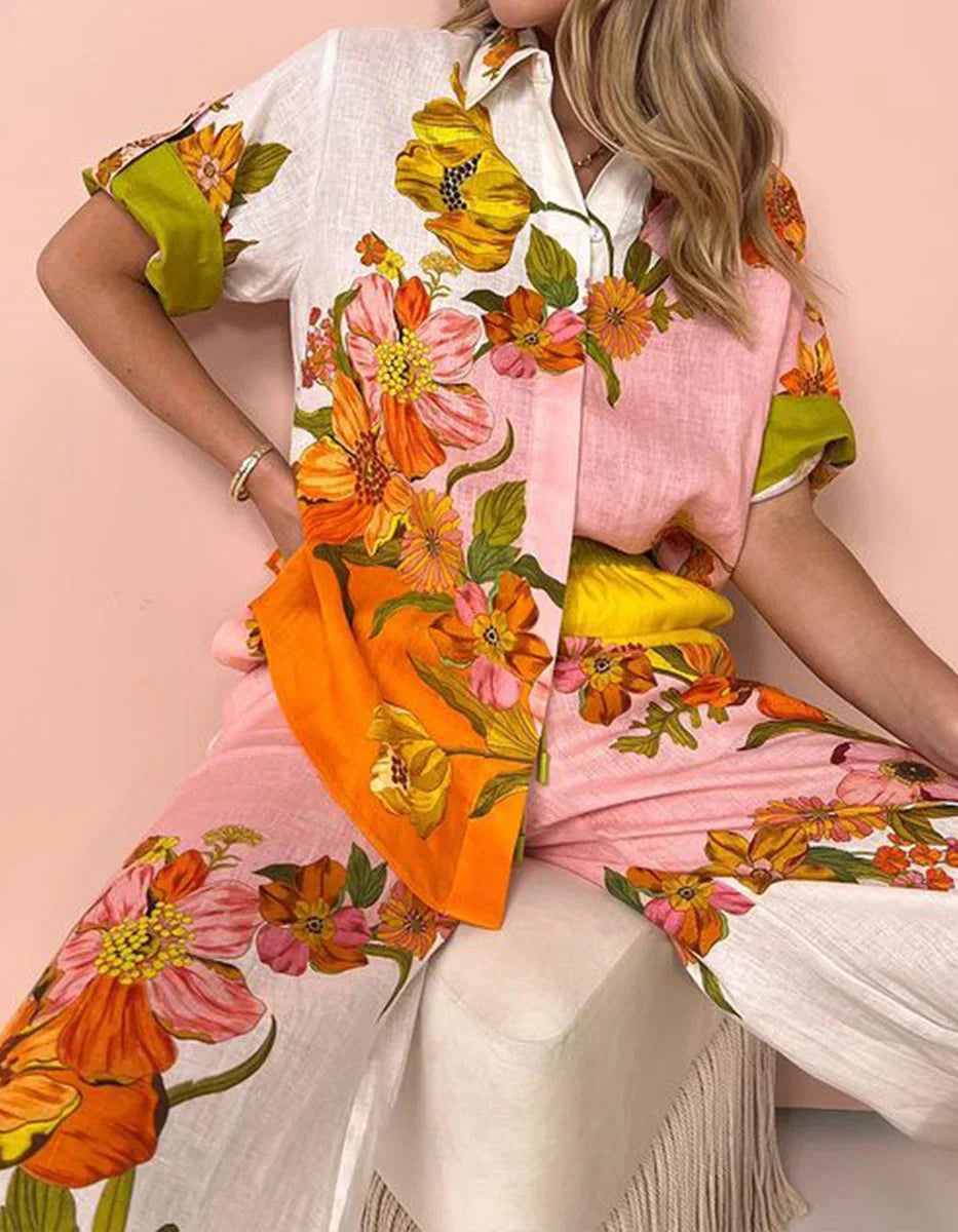 LeRoxy | Elegante Tweedelige Set met Bloemenprint | Stijlvol & Trendy Outfit