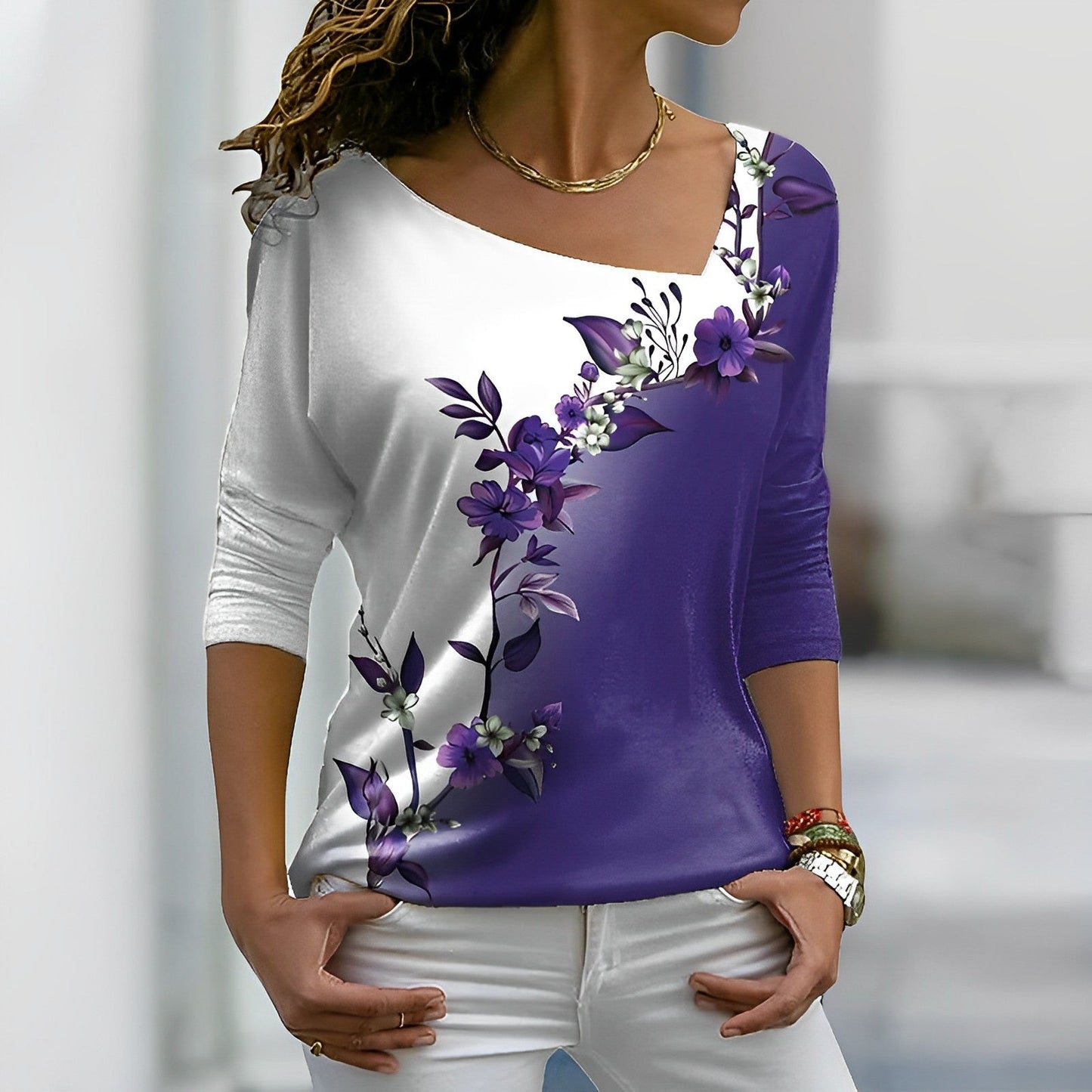 LeRoxy | Artistiek T-shirt in Contrasterende Kleuren | Unieke Mode voor Stijlvolle Outfits