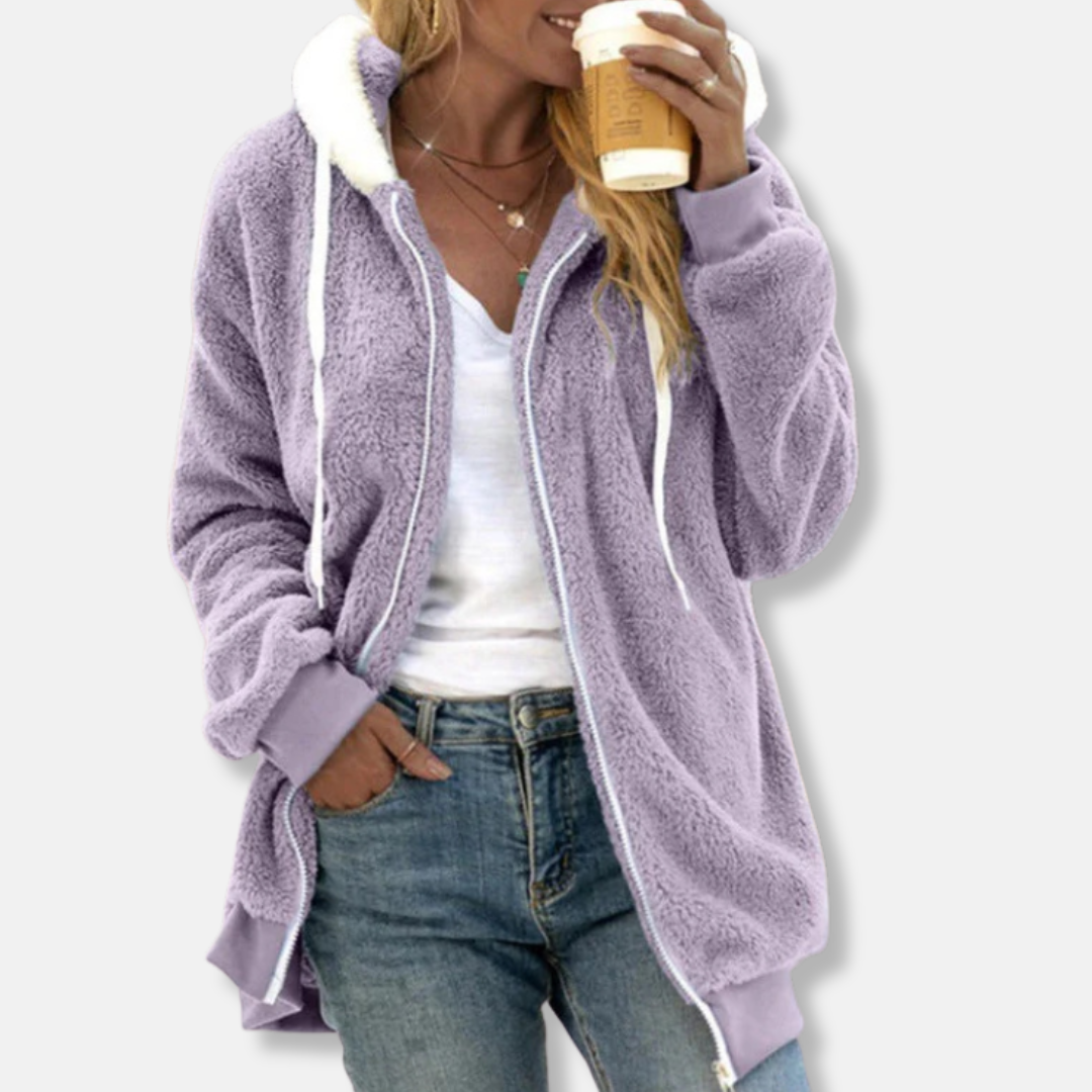 LeRoxy | Dames Hoodie Jas van Pluche Sherpa | Comfortabele Losse Pasvorm & Lange Mouwen