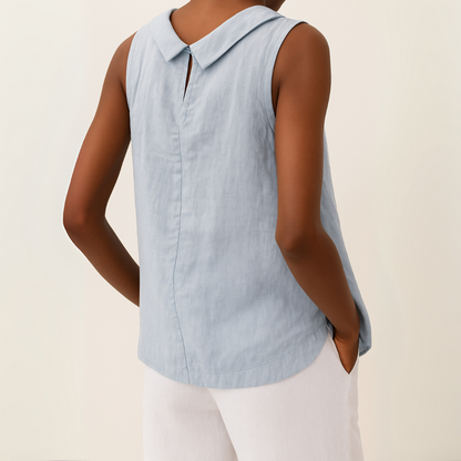 LeRoxy | Dames Mouwloze Top met Verfijnde Achterkraag | Zomer Blouse