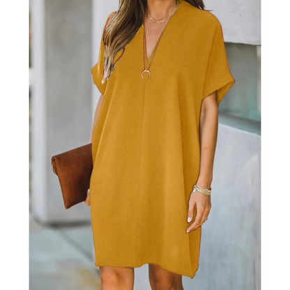 LeRoxy | Zwarte V-Hals Strandjurk | Elegante & Comfortabele Zomerjurk