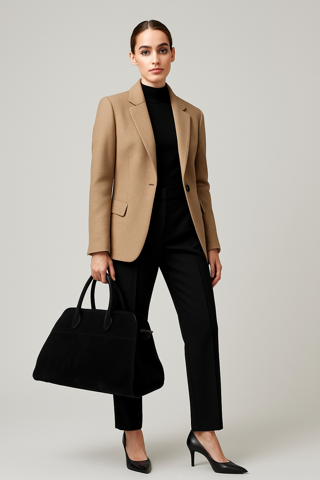 LeRoxy | Luxe Zwarte Suède Handtas voor Dames | Elegante Shopper met Goudkleurige Gesp
