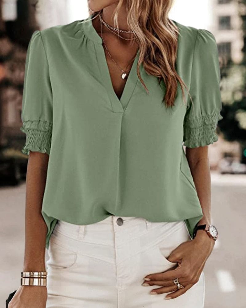 LeRoxy | Dames V-hals blouse | stijlvolle en comfortabele top