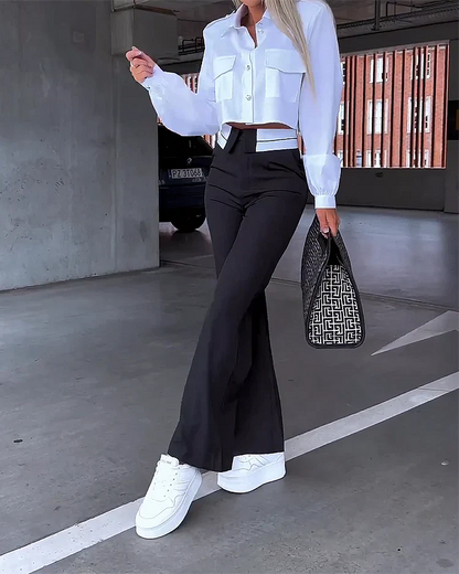 LeRoxy | Crop Top & Wijde Broek met Hoge Taille Set | Comfortabel en Trendy Mode voor Elke Gelegenheid