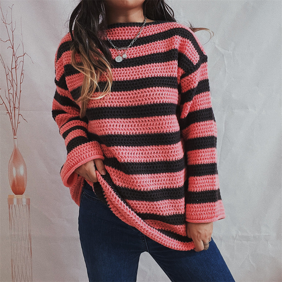 LeRoxy | Damestrui van Wol | Zachte Oversized Trui met Felle Strepen