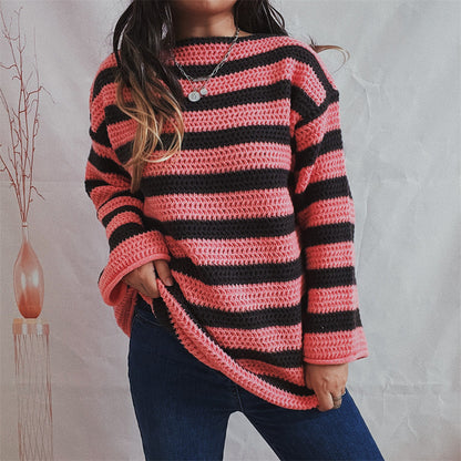 LeRoxy | Damestrui van Wol | Zachte Oversized Trui met Felle Strepen