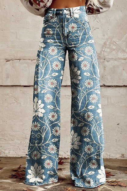 LeRoxy | Boho Vintage Damesbroek | Comfortabele Wijde Pijpen Broek