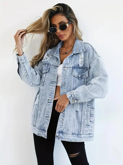 LeRoxy | Oversized Dames Jeansjack | Waterdicht, Gevoerd & Comfortabel