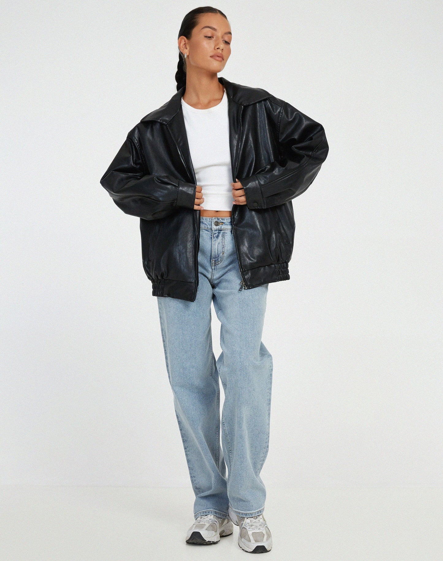 LeRoxy | Trendy Oversized Leren Jas voor Dames | Modieuze Lange Damesjas