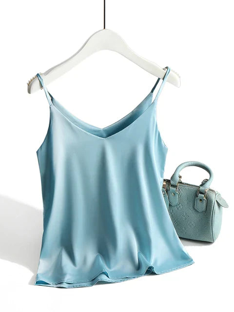 LeRoxy | Zijden Top Dames | Mouwloos Satijnen Hemdje met Spaghettibandjes | Basic & Elegant