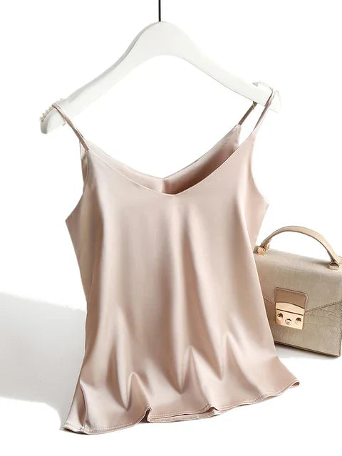 LeRoxy | Zijden Top Dames | Mouwloos Satijnen Hemdje met Spaghettibandjes | Basic & Elegant