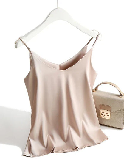 LeRoxy | Zijden Top Dames | Mouwloos Satijnen Hemdje met Spaghettibandjes | Basic & Elegant