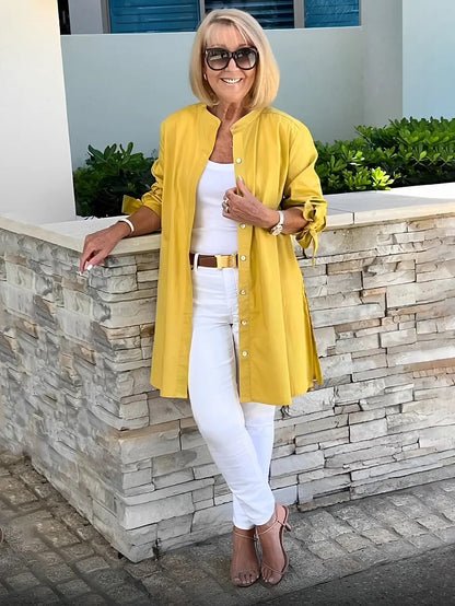 LeRoxy | Elegante Lange Damesblouse van Luchtige Stof | Modieuze Tuniek voor Zomer & Herfst
