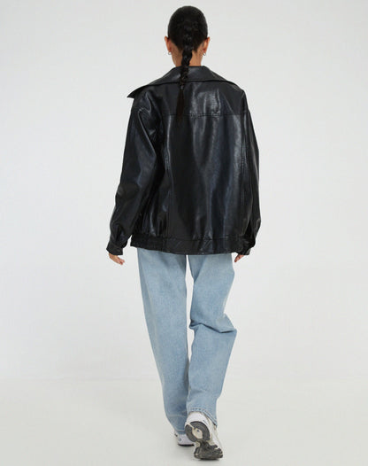 LeRoxy | Trendy Oversized Leren Jas voor Dames | Modieuze Lange Damesjas