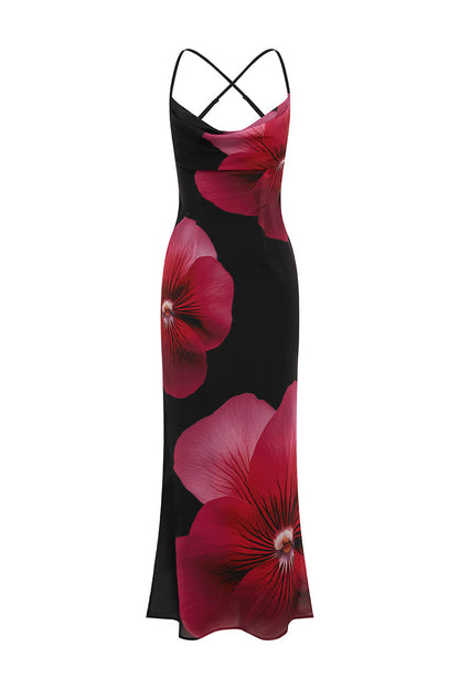 LeRoxy | Roze bloemen maxi jurk dames met open rug | stijlvolle LeRoxy jurk