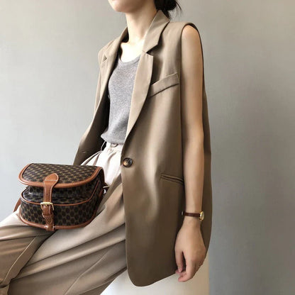 LeRoxy | Beige Mouwloze Blazer voor Dames | Stijlvolle en Moderne Look