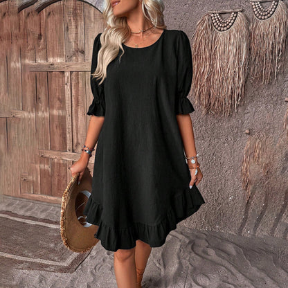 LeRoxy | Casual Jurk met Pofmouwen | Stijlvolle en Comfortabele Damesmode